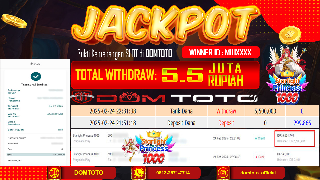 JACKPOT SLOT STARLIGHT PRINCESS 1000 25 FEBRUARI 2025